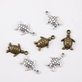 Ciondoli tartaruga marina vintage in lega argento e bronzo per creazione gioielli - Tartaruga-17x26