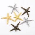 Set di 6 ciondoli a forma di stella marina in lega oro argento e bronzo con due anelli - Stella-44x50.5