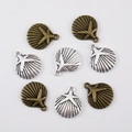Ciondoli vintage a stella marina e conchiglia in bronzo e argento per gioielli fai-da-te - Stella Conchiglia-18x22