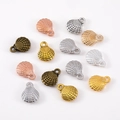 Vintage alloy shell-shaped charms in gold, silver, and bronze finishes for DIY jewelry making - Gold / Scallop-10x13