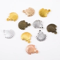 DIY shell charms in gold, silver, bronze, and black finishes for jewelry making - Gold / Scallop-15x18