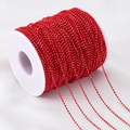 Red beaded chain with golden flecks on white spool for DIY jewelry making - Fine Bead Chain
