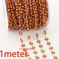 Red and yellow enamel sunflower copper chain for DIY jewelry making 1 meter roll - 7mm Red Daisy Chain