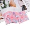 Bolsa adhesiva de cuadros rosas con lindos dibujos de oso y conejo para joyas - 7*7+3 / Paquete de 100 / Conejo de Corazón