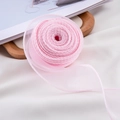 Roll of light pink sheer organza ribbon with fine edge for flower bouquet decoration - Water Pink