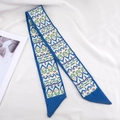 Blauwe lange twilly sjaal met geometrisch pixelpatroon voor haar en tassen decor - Blauwe Pop-artstijl