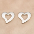 Pair of silver polished hollow heart charms for DIY jewelry making on silk background - Double Heart Hollow Style / 10 Pieces/Pack (32.7x31mm) / Silver