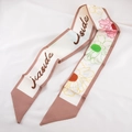 Roze zijden twilly sjaal met bloemenprint voor handtassen en haaraccessoire - Khaki Letter Lotus