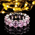 Luxurious S925 sterling silver eternity ring with pink oval-cut cubic zirconia crystals - Size 5 / Oval Cut (r5343) / Pink