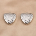 Ciondoli a cuore in argento CCB con trama a piccoli cuori per gioielli fai da te - Stile con Motivo a Cuore / 10 Pezzi/Confezione (29.9x29.4mm) / Argento