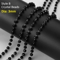 3mm black faceted crystal bead chain Style B for DIY jewelry making accessories - 3mm Rhinestone Chain-Silver