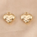 Ciondolo a cuore in CCB dorato con rosa a rilievo e scritta LOVE per gioielli DIY - Stile Lettera LOVE / 100 Pezzi/Confezione (14.5x14.4mm) / Oro