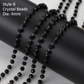 Black faceted crystal beads on gold wire for DIY jewelry making, 4mm diameter style B - 4mm Rhinestone Chain-Silver