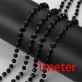 Black faceted bead chain for DIY bracelets and necklaces, length 1 meter piece - 4mm Rhinestone Chain-Gold