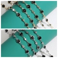 Gold and silver metal chains with black cut crystals and round bead settings - Glass Rhinestone-6mm KC Gold