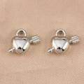 Ciondolo cuore di Cupido in argento lucido a specchio per creazione gioielli DIY - Stile Freccia di Cupido / 100 Pezzi/Confezione (18.2x14mm) / Color Acciaio