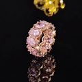 Luxuriöser Ewigkeitsring mit ovalen rosa Zirkonen und Roségold-Beschichtung im Detail - Größe 5 / Roségold Rosa Halo Ring (R4574) / Roségold Rosa