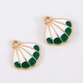 Gouden schelp hanger met groen emaille voor DIY armbanden en halskettingen - Schelp Stijl