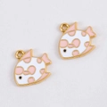 DIY jewelry fish charm pendant with gold metal edges and white pink enamel finish - Polka Dot Fish-Light Pink
