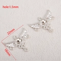 Connettore ad ala in lega d'argento per gioielli DIY, 22x18mm con foro da 1,5mm - Ciondolo ali d'angelo multi-occhiello