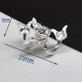 Anello vintage con farfalle in lega d'argento, texture dettagliata, larghezza 31 mm - Distanziatore farfalla avvolgente