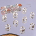 Perline vintage in lega d'argento con fiori e farfalle per gioielli fai-da-te - Distanziatore fiocco floreale foro grande