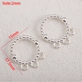 Connettore in lega d'argento per gioielli DIY con anello da 15mm e fori da 2mm - Distanziatore anello di perle a triplo occhiello