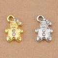 Gold and silver gingerbread man alloy pendants with rhinestones for DIY jewelry making - Gingerbread Man Style / Silver