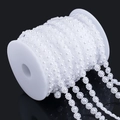Detailed macro view of white ABS pearl flower lace trim roll for DIY jewelry and crafts - Sun Flower Pearl / 10mm (10m Pack) / White