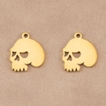 Golden stainless steel skull pendant with hollow design for DIY jewelry making - Half Face Skeleton Style / Steel