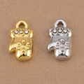 Christmas glove alloy pendant in gold and silver finish with snowflake and rhinestones - Christmas Gloves Style / Silver