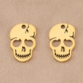 Golden stainless steel hollow skull pendants for DIY jewelry and Halloween accessories - Cracked Skull Style / Steel