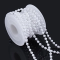 Close-up of white ABS imitation pearl chain beads on spool for DIY wedding jewelry - Round Pearl / 4mm (10m Pack) / White