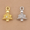 Christmas tree alloy charms in gold and silver finish with rhinestones for DIY jewelry - Silver