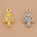 Christmas tree alloy pendant set in gold and silver plating with rhinestone inlay - Christmas Tree Style / Silver
