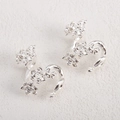 Clip per orecchie a rosa in lega d'argento per gioielli fai-da-te con design 3D - Avvolgimento camelia con foro