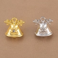 Christmas reindeer antler bell charms in gold and silver plating with snowflake engraving - Christmas Bells Style / Silver