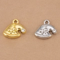 Christmas hat alloy pendants in gold and silver finish with bow and snowflake relief - Christmas Hat Style / Silver