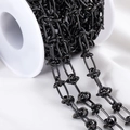 Handmade black stainless steel O-link chain on white reel for DIY jewelry making - 10x6mm Rope Chain