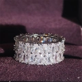 Elegant double-row eternity ring with sparkling marquise-cut zircons in a velvet box - Size 5 / Triple Row Oval Full Diamond Style (r5936) / White