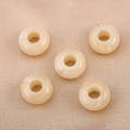 Five cream acrylic large hole beads with white marble texture on champagne satin fabric - Runner Buckle / 10 Pieces/Pack (13.4x7.4mm) / Suet Jade Color