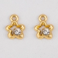 DIY gold star charms with clear zircon center for handmade jewelry necklaces and earrings - Hollow Flower Encrusted / 1 Piece (10x13.5mm) / Gold