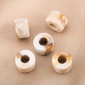 Brown and white marble pattern acrylic cylinder large hole beads for DIY jewelry - Barrel Beads / 10 Pieces/Pack (11.3x7.8mm) / Milk Coffee