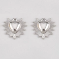 Silver-finished radiant heart-shaped alloy pendant charms for DIY jewelry making - Silver Radiant Ray Heart
