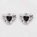 Silver alloy black heart pendant with rhinestones for DIY necklace making - Black Radiant Heart With Rhinestone