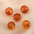 Five amber translucent acrylic large hole geometric beads for DIY jewelry making - Round Beads / 10 Pieces/Pack (12x9.7mm) / Honey Color