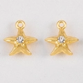 Golden starfish charms with crystal center for DIY jewelry making accessories - Starfish Rhinestone / 1 Piece (14.5x16mm) / Gold