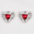 Silver alloy heart pendant with red center stone and rhinestones for DIY jewelry - Red Radiant Heart With Rhinestone