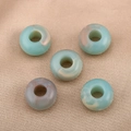 Himmelblaue und grüne Acrylperlen mit Marmormuster und großen Löchern für DIY-Schmuck - Läuferschnalle / 10 Stück/Packung (13.4x7.4mm) / Türkisblau