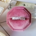 Elegance ring with pink baguette-cut cubic zirconia in a plush velvet gift box - US 5 / Pink